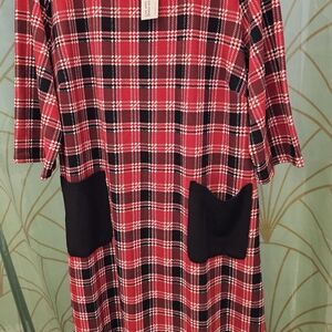 BloomChic Burgundy and Black Plaid Dress